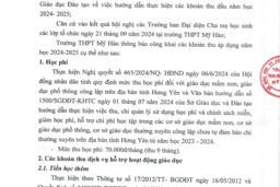 THÔNG BÁO CÔNG KHAI CÁC KHOẢN THU ĐẦU NĂM HỌC 2024-2025