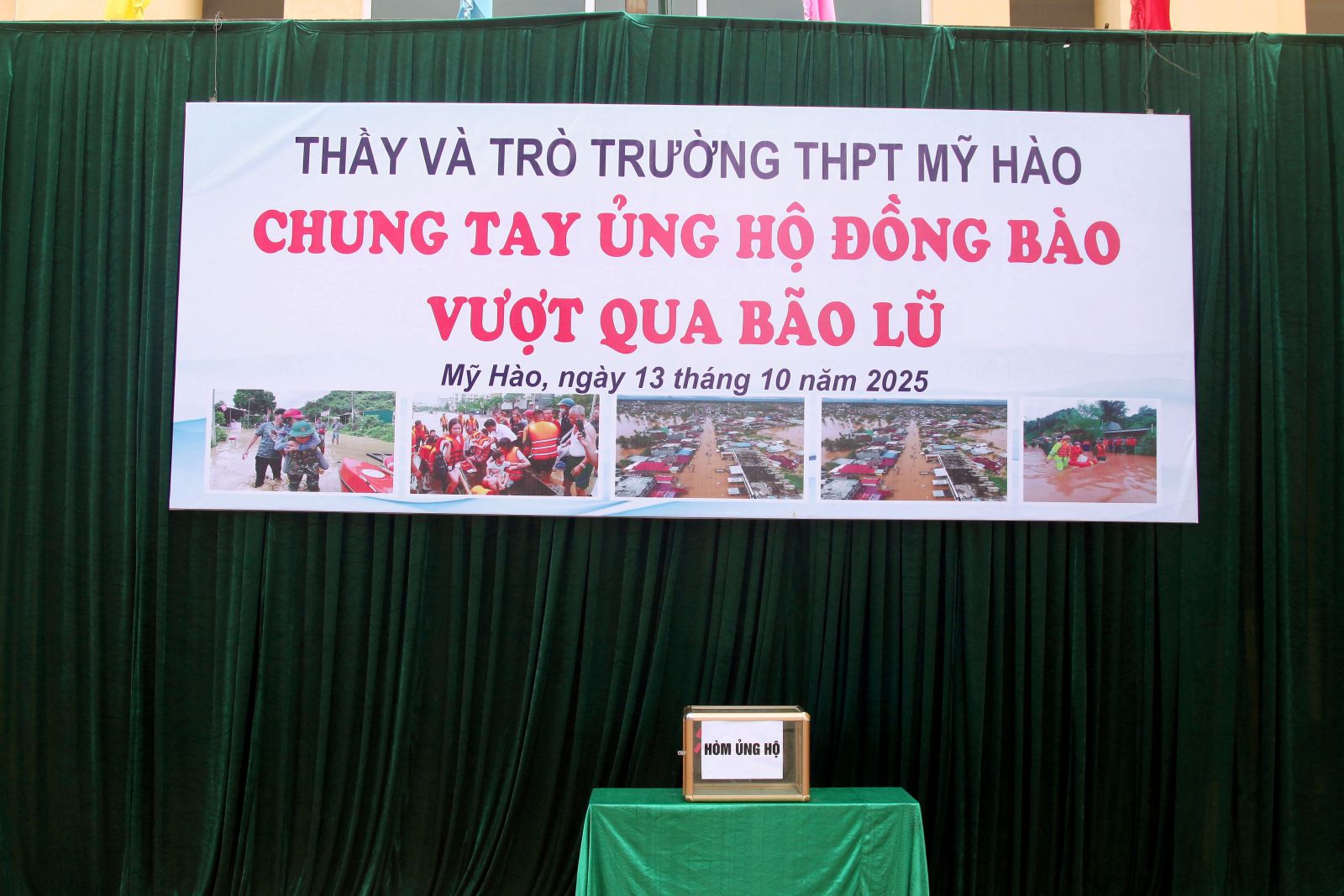 THẦY VÀ TRÒ TRƯỜNG THPT MỸ HÀO  CHUNG TAY ỦNG HỘ ĐỒNG BÀO VƯỢT QUA BÃO LŨ