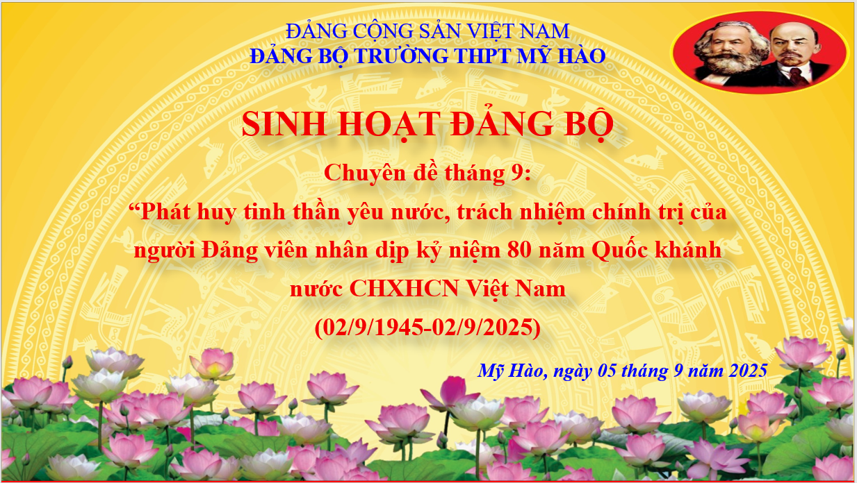 SINH HOẠT ĐẢNG BỘ THÁNG 9 CỦA ĐẢNG BỘ TRƯỜNG THPT MỸ HÀO